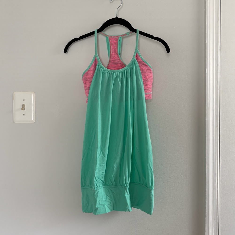 Lululemon No Limits Tank Green & Pink (RARE)